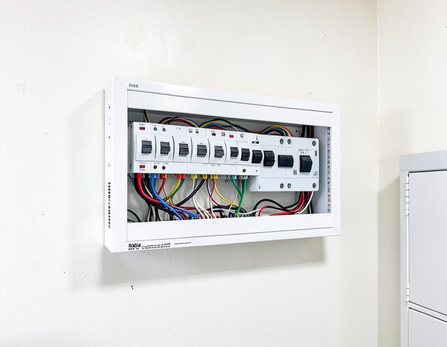 Newly installed electrical breaker panel with organized wiring